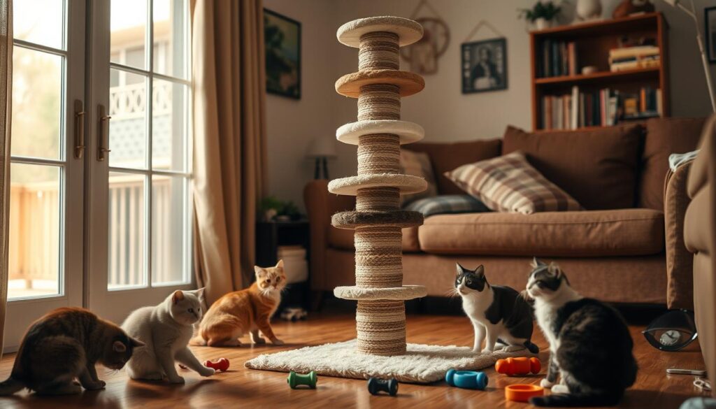 Cats scratching post